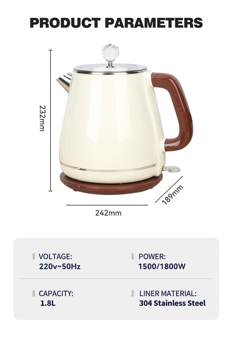 1.8L горячий бойлер Электрический чайник из нержавеющей стали кувшин для воды электрический с двойным слоем против