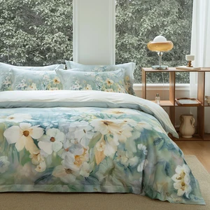 Floral Design Microfiber Digital Print Quilt Cover Sets King Size 3D Bed Sheets and Duvet Cover Bedding Set