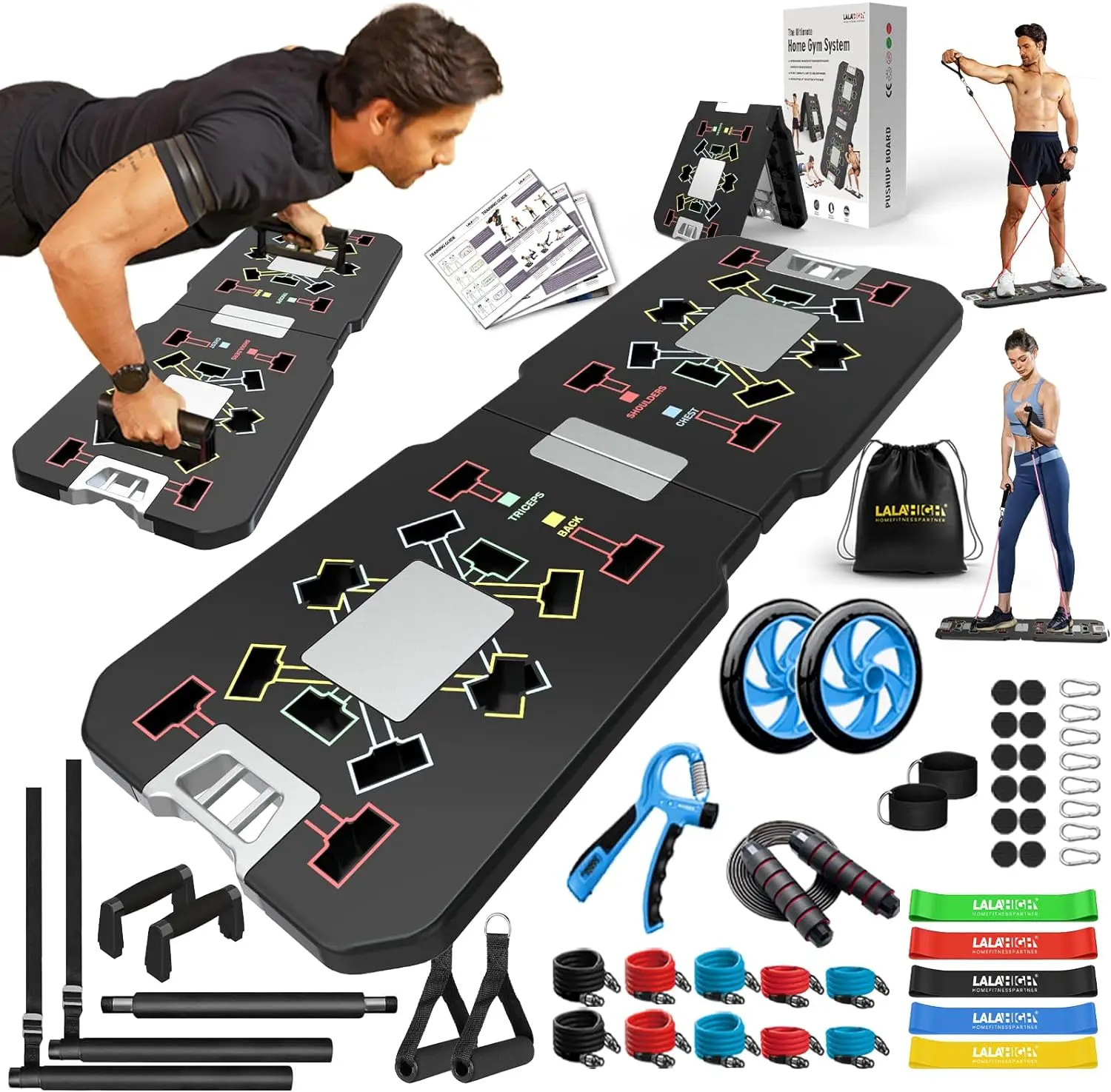 MR Portable Foldable Push up Board Push up Bar Gym Professional Strength Training Equipment Pilates bar for Man and Women