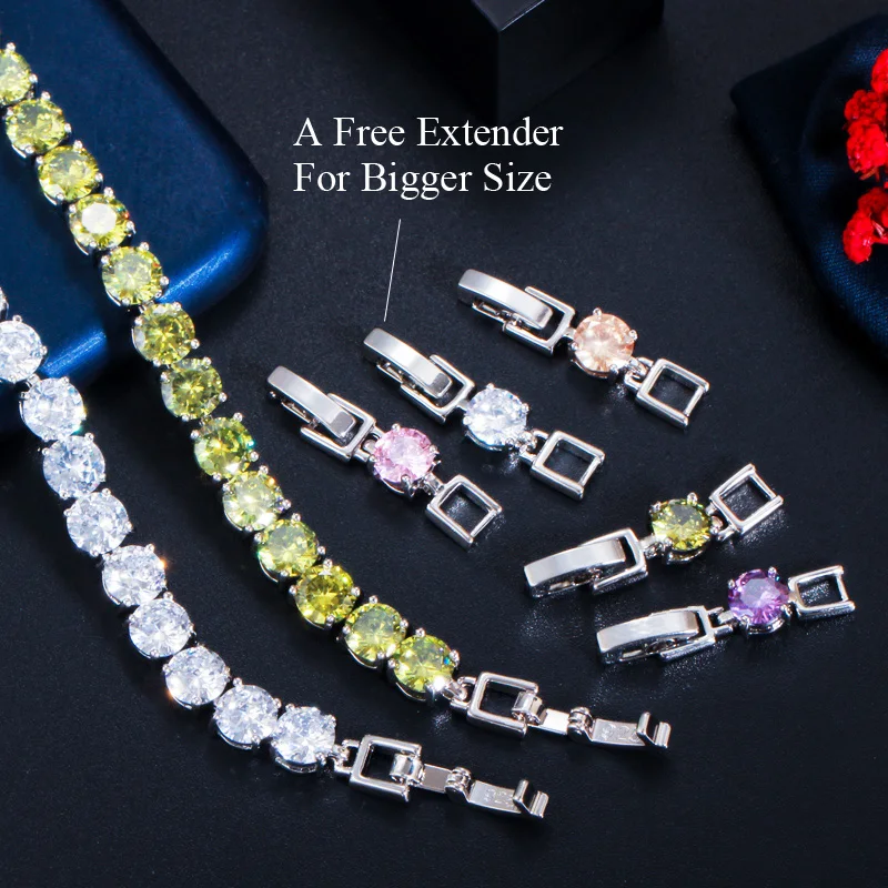 Classics Design White Gold Color Ice Out 6mm Round Cubic Zirconia Crystal Woman Tennis Bracelet Jewelry with a Free Extender