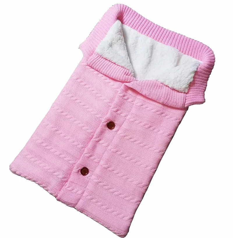 Autumn/winter stroller sleeping bag Outdoor baby sleeping bag thickened wool knitting baby sleeping bag with fleece