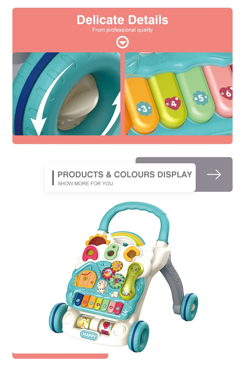 2021 Many FUNCTION Musical Learning Baby Walking Trolley Toy Baby Walker Toys