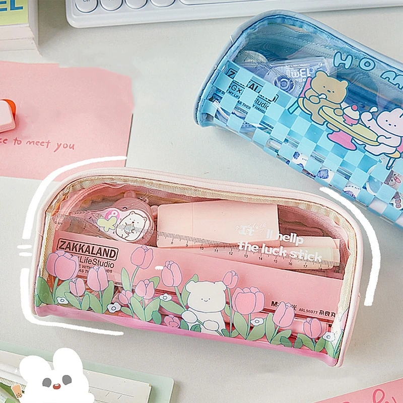 Transparent PVC Pencil Box for Kids Custom Clear Cute Plastic School Pencil Case