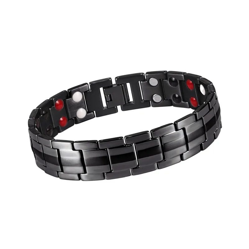 New 16mm Gold Plated Lover Charm Bracelets for Women Man Heart Health Energy Dragon Pattern Double Row Magnetic Bracelet