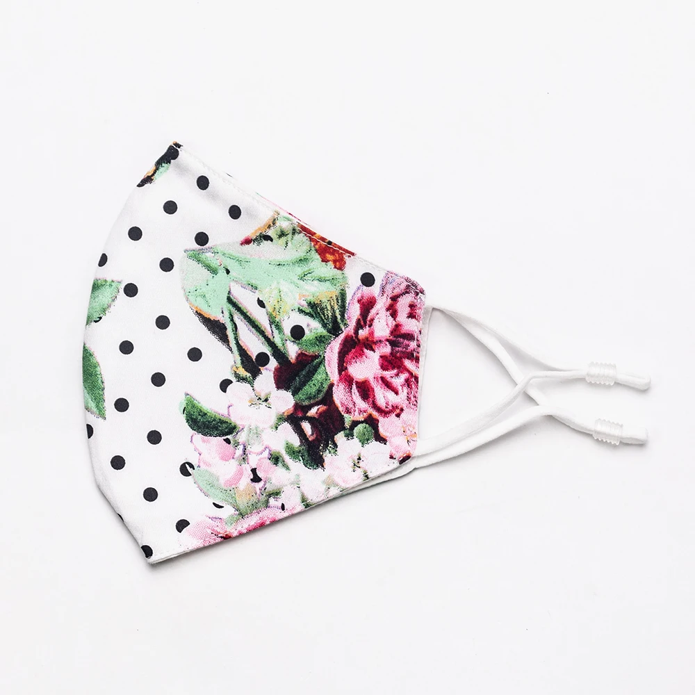 Hot Sale Nice Sweet Pot Dot Flowers Print White Soft Cotton Facemask Reusable Party Face Maskes Black Friday for Women