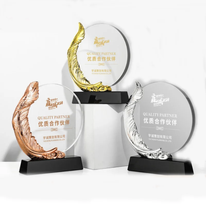 product shining crystal crafts k9 crystal glass customized metal trophy custom design golden awards plaques trophies-36