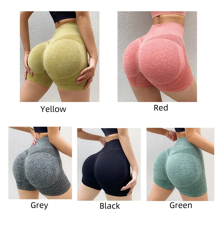 Women's Seamless Sports Yoga Shorts High Waist Push Up Gym Shorts Lightweight Running Yoga Leg Shorts details