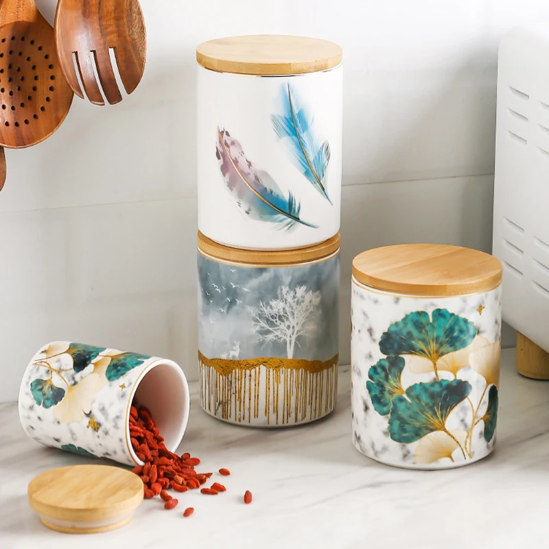 wholesale flower pattern kitchen storage jar