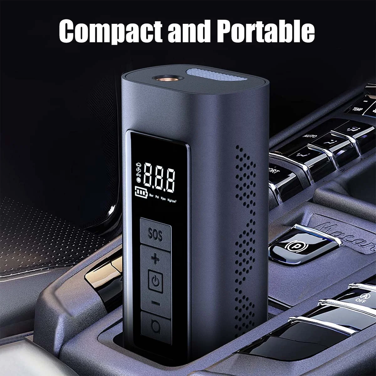 Portable Compact Air Compressor Mini Electric Pump Fast Inflation 150PSI Cordless Tire Inflator Accurate Pressure Gauge Box