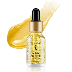 24K Gold Collagen Eye Serum Natural Organic Vegan Hyaluronic Acid & Lightening Anti-Aging Anti-Wrinkle Firming Bags Dark Circles