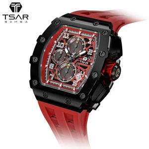 Luxury Men's Wristwatch by High Quality Brand Visible Luminous Mechanism Silicone Band Cool Business Style
