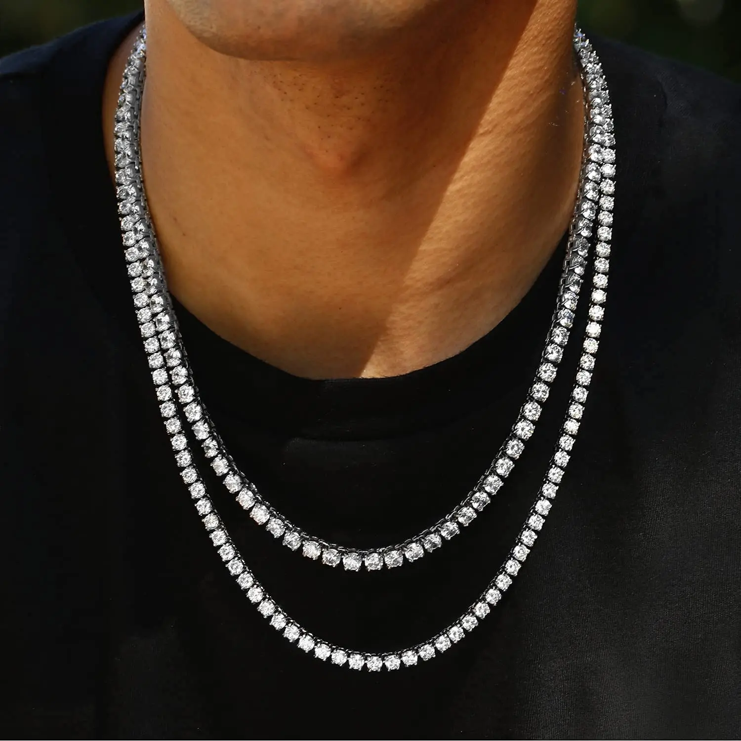 Necklace Collier Tennis Homme Diamant Chaine Tennis Homme