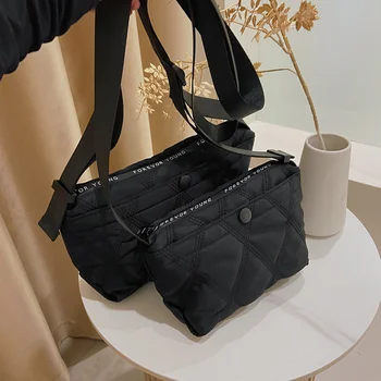 Wholesale women large black nylon quilted fashion bags tote puffer tote bag
