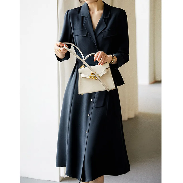 Vintage Lace Heavy Mulberry Silk Suit Collar Dress High-End Temperament Women's New Summer Skirt 2026