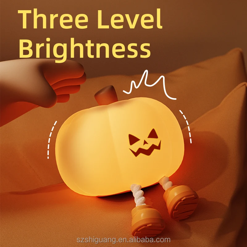 Customizable Silicone Pumpkin LED Night Light Halloween Emoji Decorations & Props Pat Pat Night Light Pumpkin