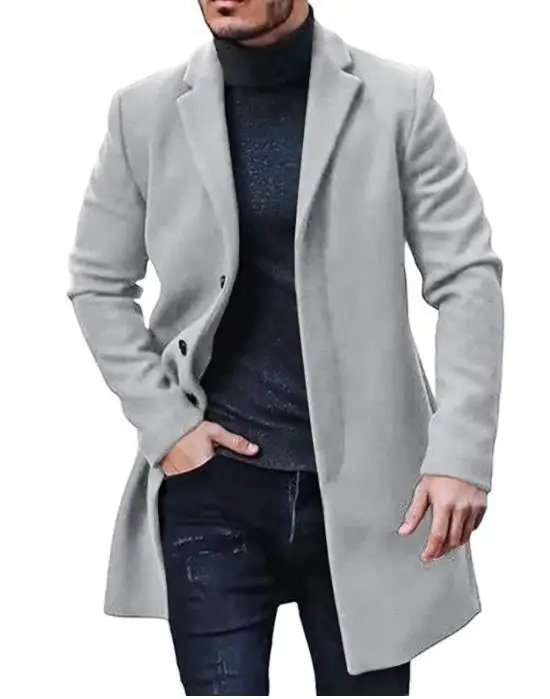 Men's solid color streetwear jacket with a single-breasted lapel design, ideal for casual urban wear in spring and winter as a stylish streetwear jacket