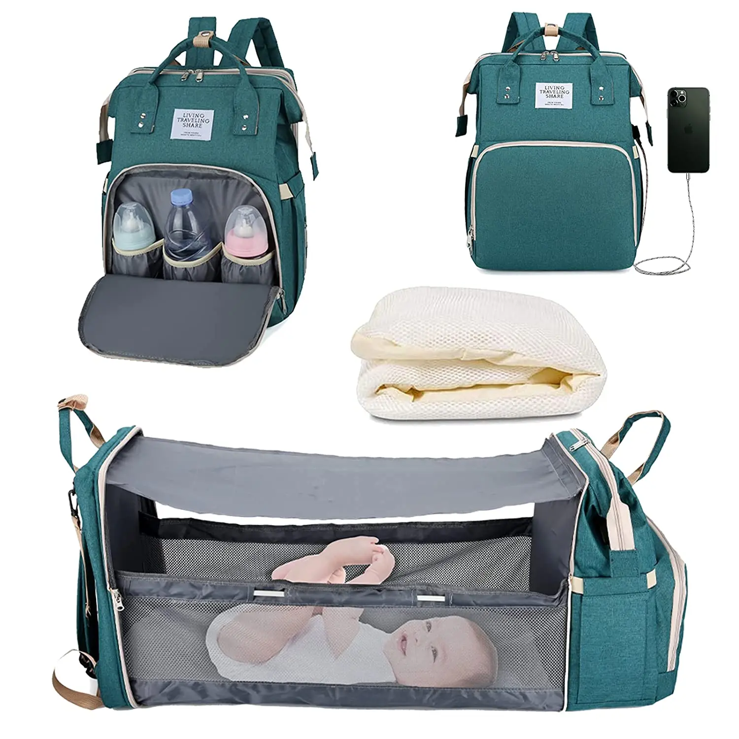 7 In1 Folding Wet Tote Nappy Mommy Bag Waterproof Baby Portable Folding ...