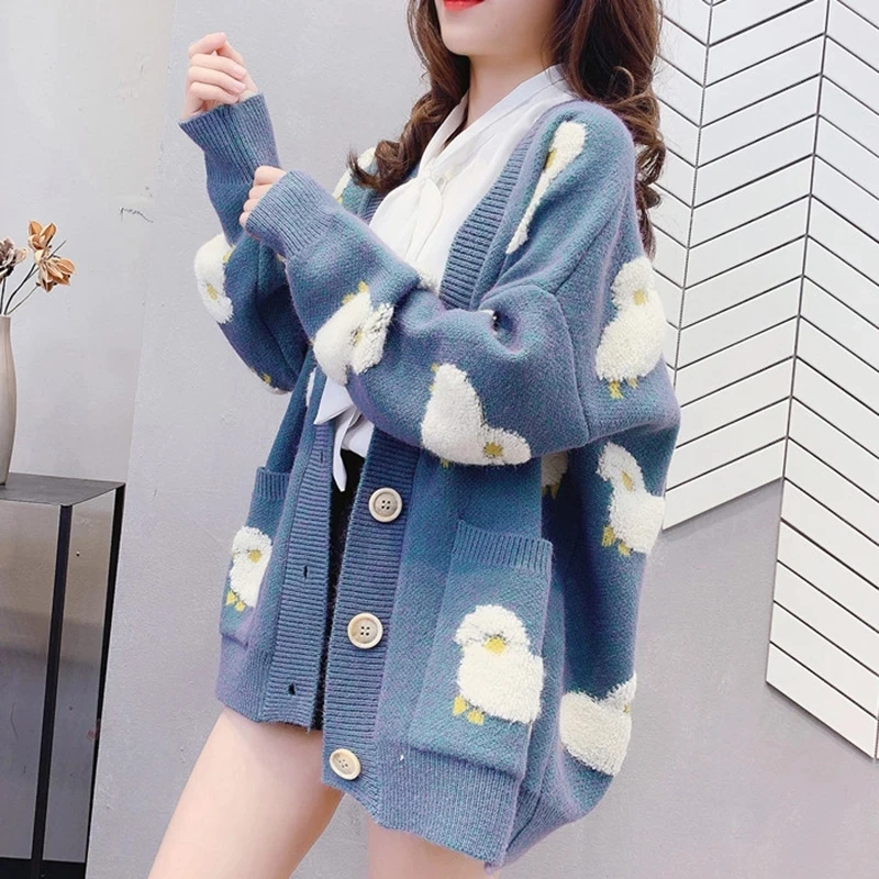 2021 Autumn Winter Fashion Design Women Cardigan Korean Style