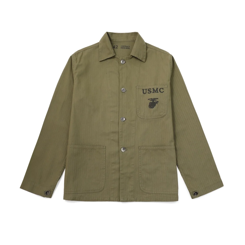 P41 Hbt Jacket Ww2 Usmc Utility Field Vintage Shirt Blouse Herringbone Uniform Olive Coat Retro Outwear for Men