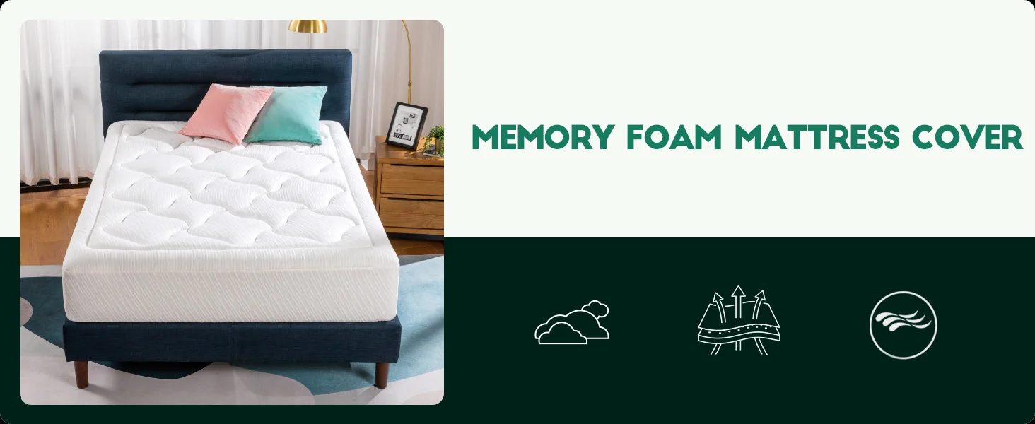 Zipper Quilted Polyester Memory Foam Mattress Cover with Anti-slip Base Fabric factory