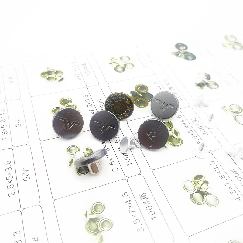 CUSTOM High Quality Metal Button for Denim Jacket 17mm Great Alloy Button for Skirt Jeans Embossed Logo Pop Brass Vintage