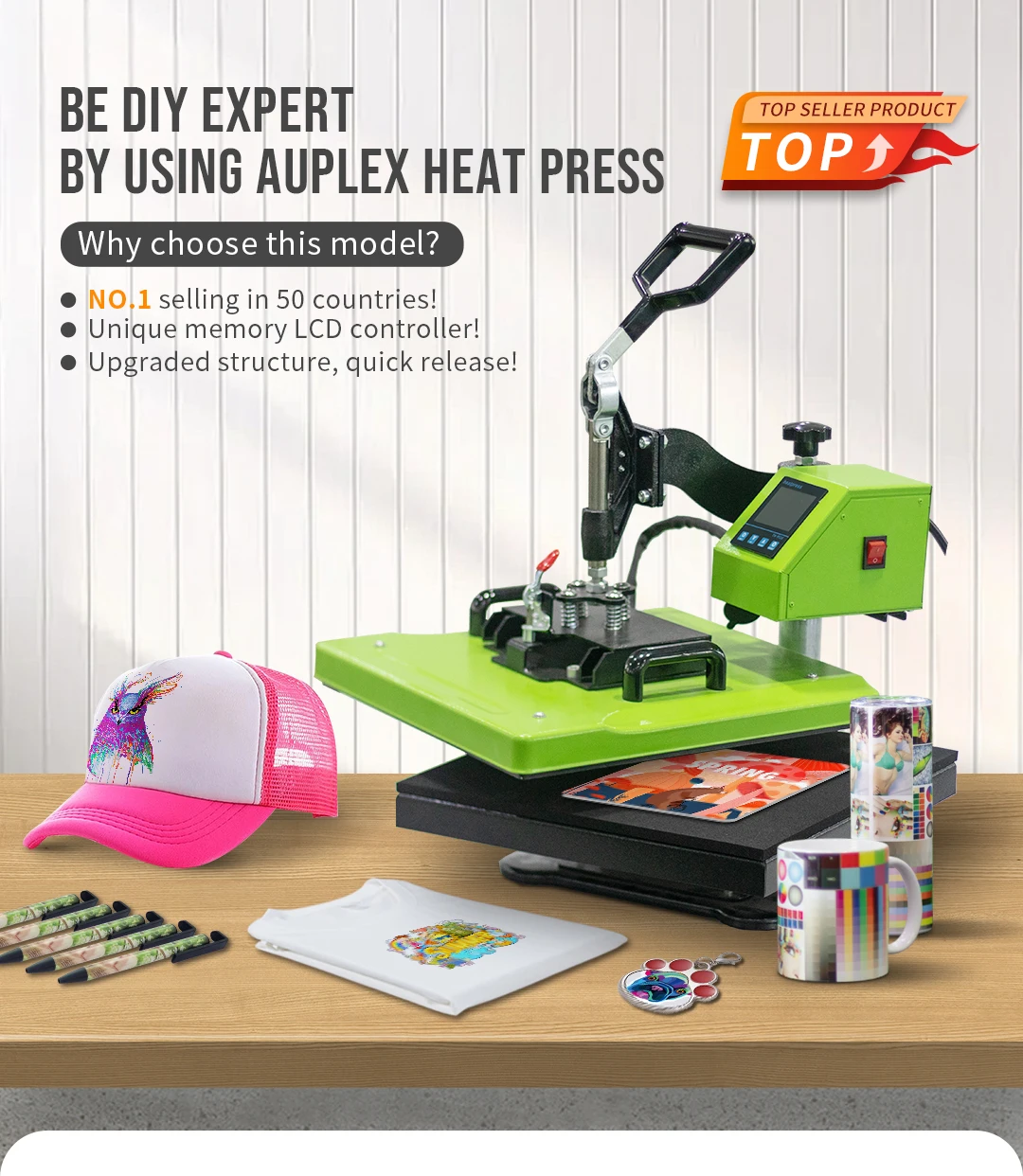 Combo T-shirt Sublimation 8in1 Cap Mug Plate Heat Press Machine 8 in 1 White Fabric & Sublimation Paper & Sublimation Ink Manual