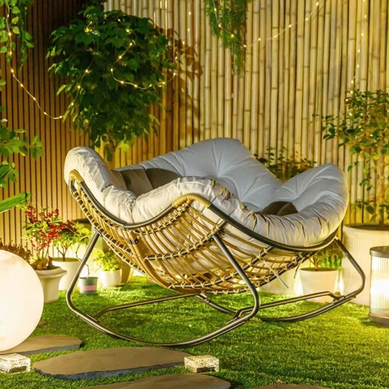 Modern Rattan Rocking Chair Popular Leisure Recliner Adults Relaxing ...