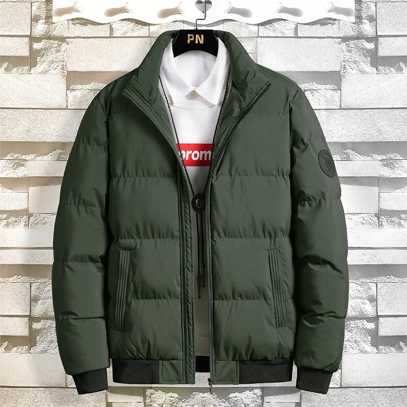 Solid Color Men's Padded Bubble Puffer Warm Thick Men Padding Bomber Jacket for Male_voghion.com