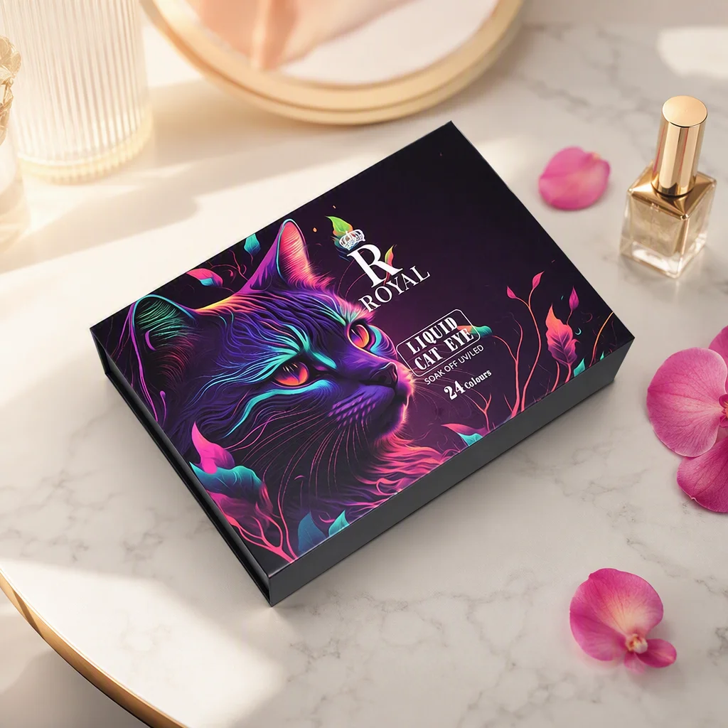 Custom Magnetic Book Shape Rigid Box for Essential Oil Bottle Packaging Luxury Clamshell Gift Box