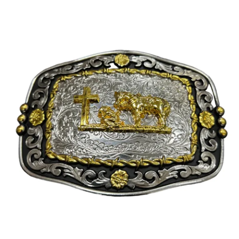 Praying Cowboy Prayer Cross Horse Kneeling Belt Buckle Design Large