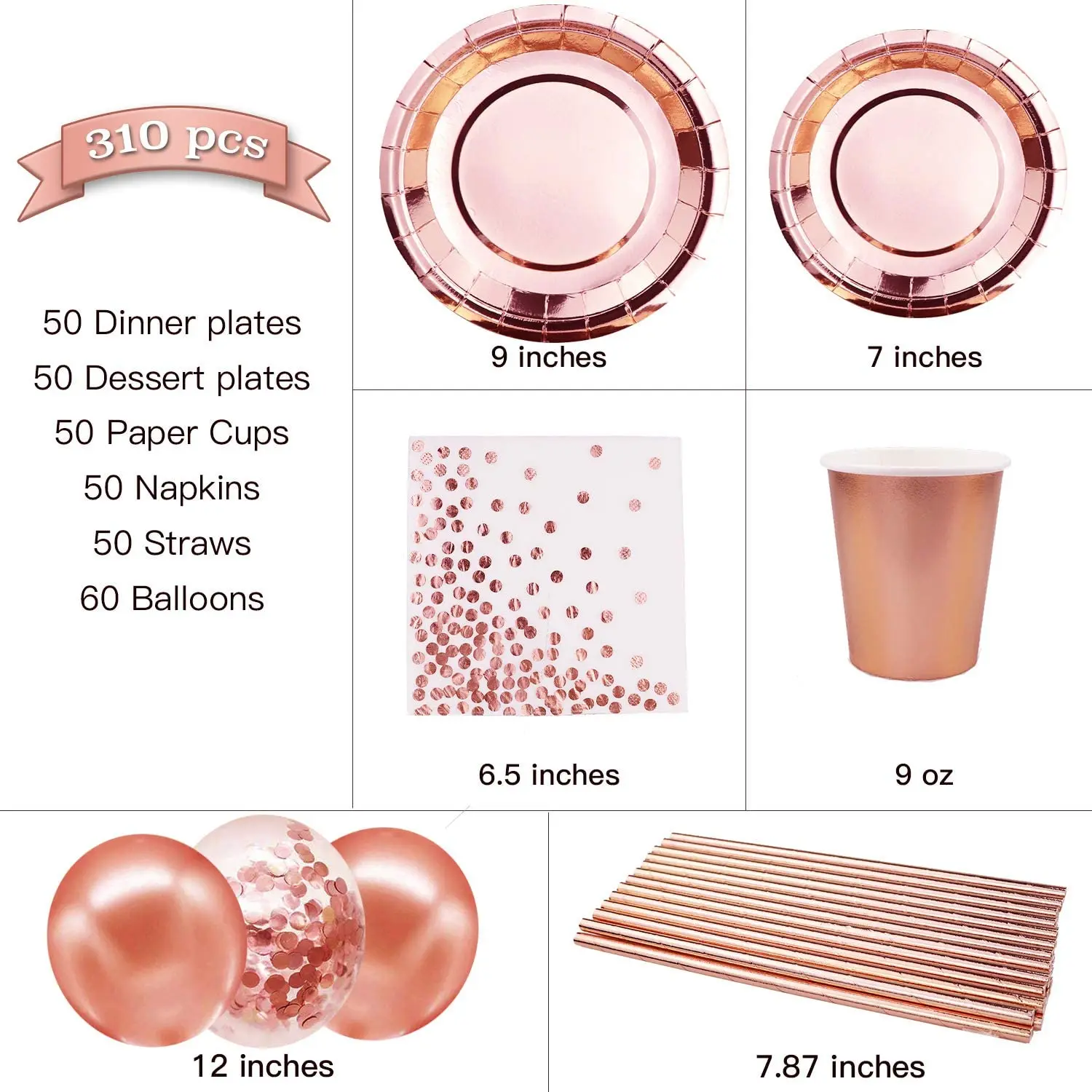 Children's Birthday Set Rose Gold Paper Cups Party Disposable Cups