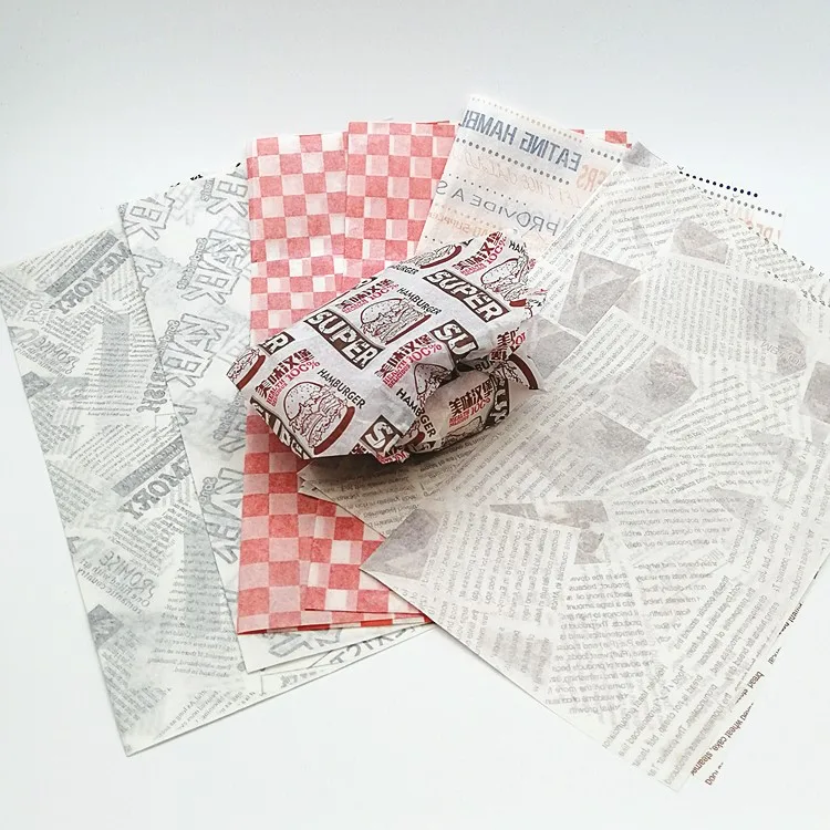 Custom wrapping paper food  paper bag greaseproof burger sleeve