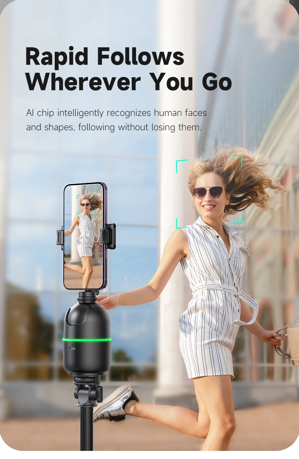 360 Degree Face Automatic Tracking Smart Shooting Phone Holder for ...