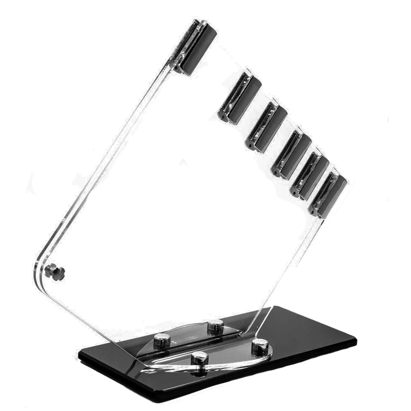 5 Slot Clear Acrylic Knife Holder Acrylic Upright Knife Block for 5 Slots  Acrylic Kitchen Knife Block Stand with Black Base