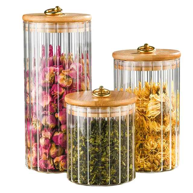 Lid Kitchen Storage Jar Food Airtight Storage Container Jar Box Packaging Cover Wholesale Glass Sealed Cans Bamboo 1 Packaging