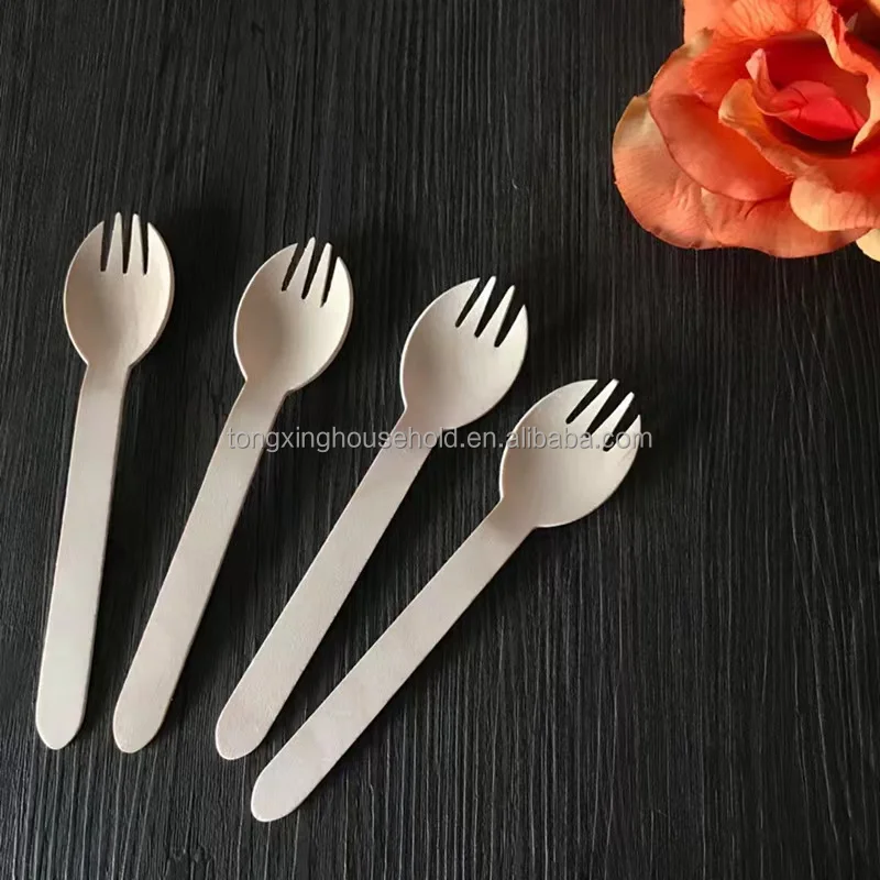 Biodegradable Fastfood Takeaway Wooden Cutlery Birch Wood Spoon Fork