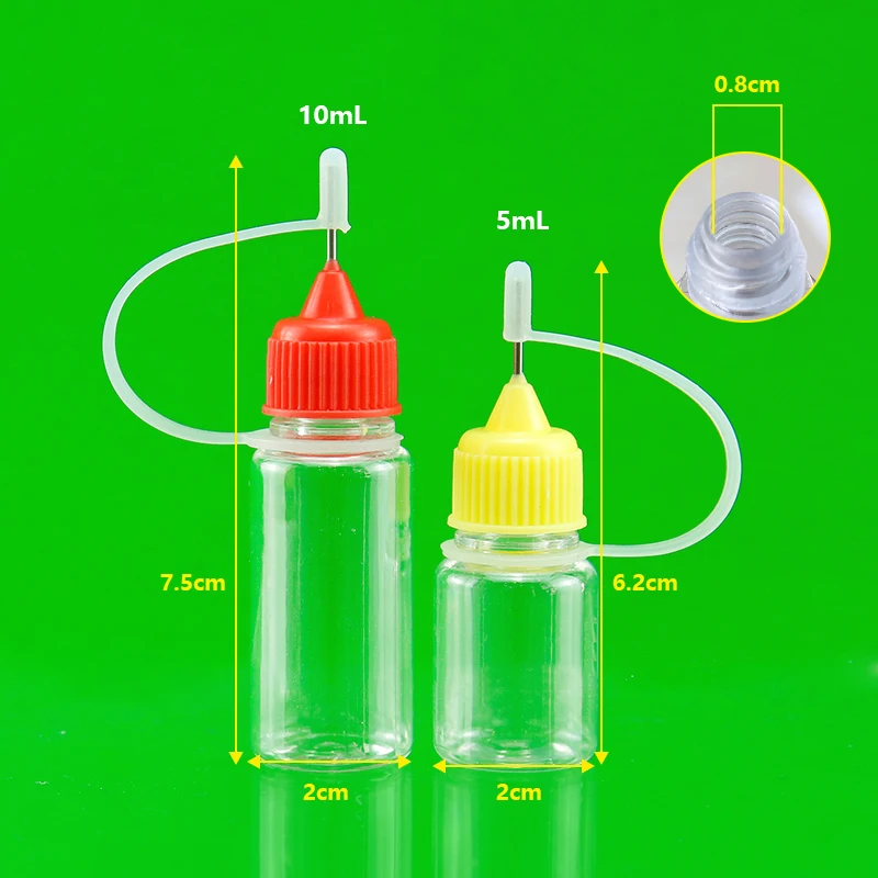 Empty Transparent PE Clear Plastic Squeeze Needle Tip Dropper Bottle Capacity with Seal and Logo Printing Packed in a Box