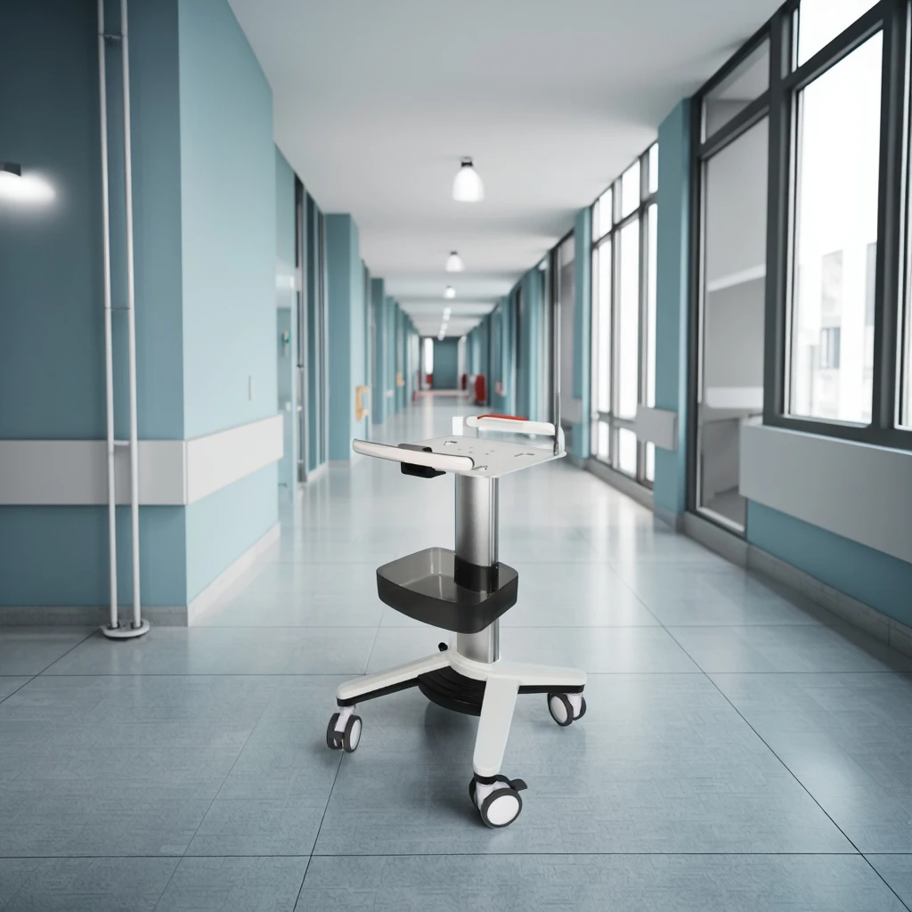 Pneumatic Height Adjustable Modern Hospital Medical Cart for ECG Machines Hotel Living Room Use 800-1050mm Aluminum Alloy 4