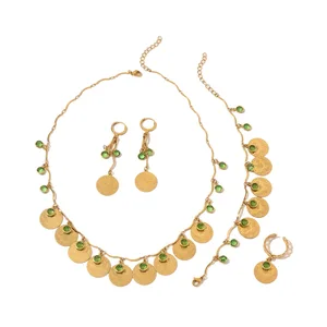 New Coin Badge Design Pendant Necklace High-end Ring Heavy-duty Dubai Women's Bracelet Set