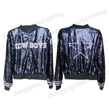 Yizhiqiu Fashion Bomber Navy Dallas Sequin Jackets Women Clothing Cowboys  American Football Nfl Jackets - Buy Nfl Jackets,Dallas Cowboys  Jersey,Dallas