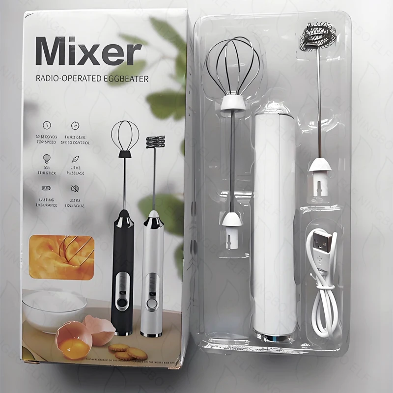 全新定制2合1不锈钢打蛋器3速咖啡茶工具环保塑料奶泡打蛋器经典100件