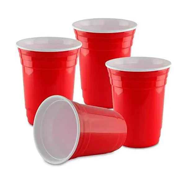 64 Count Disposable Plastic Cups Red Party Cups Strong Sturdy Red Reusable  16oz