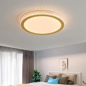 Bedroom Ceiling Lamp Nordic Ultra-thin Modern Round Crystal Ceiling Lamp Remote Control Three-Color Dimming Led Ceiling Light