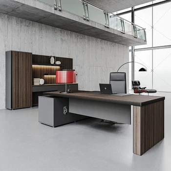 Factory Luxury Design Office Furniture Classic Walnut Wooden Boss Executive office table modern