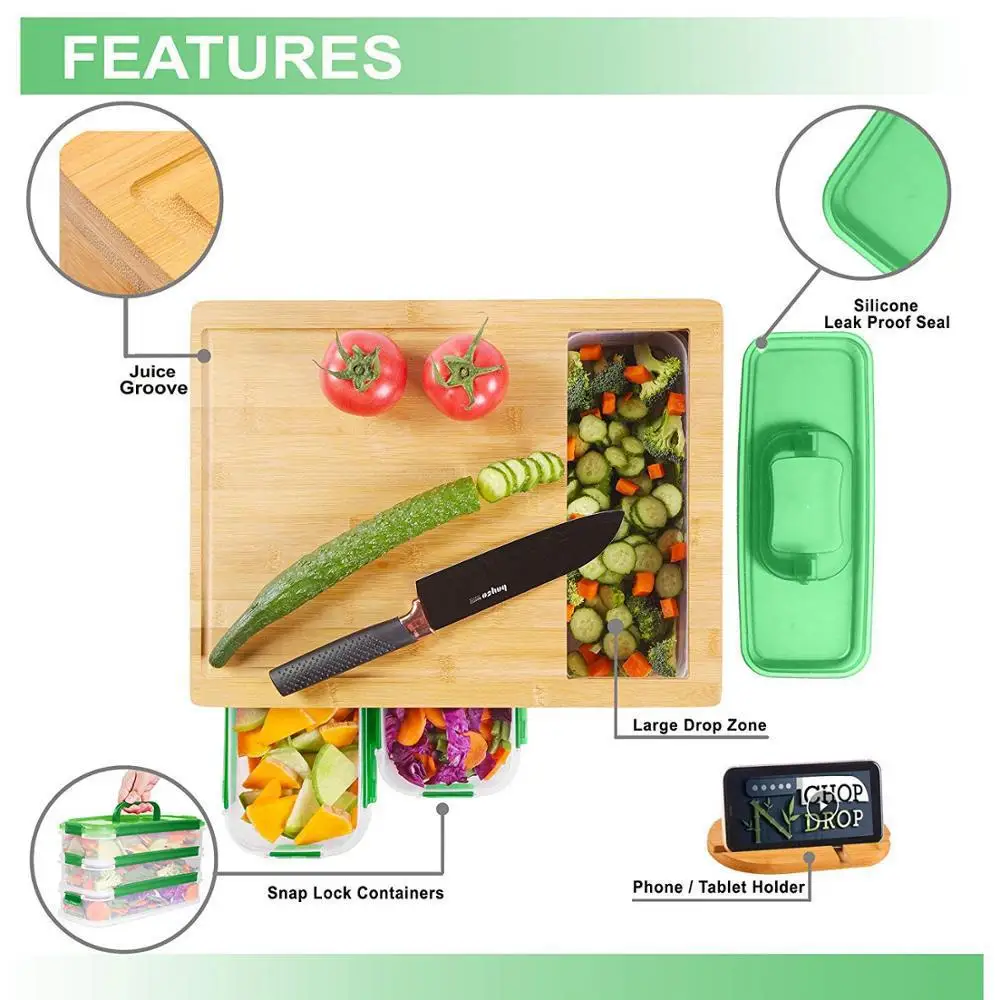Multifunctional Large Bamboo Cutting Board Set Chopping Block With
