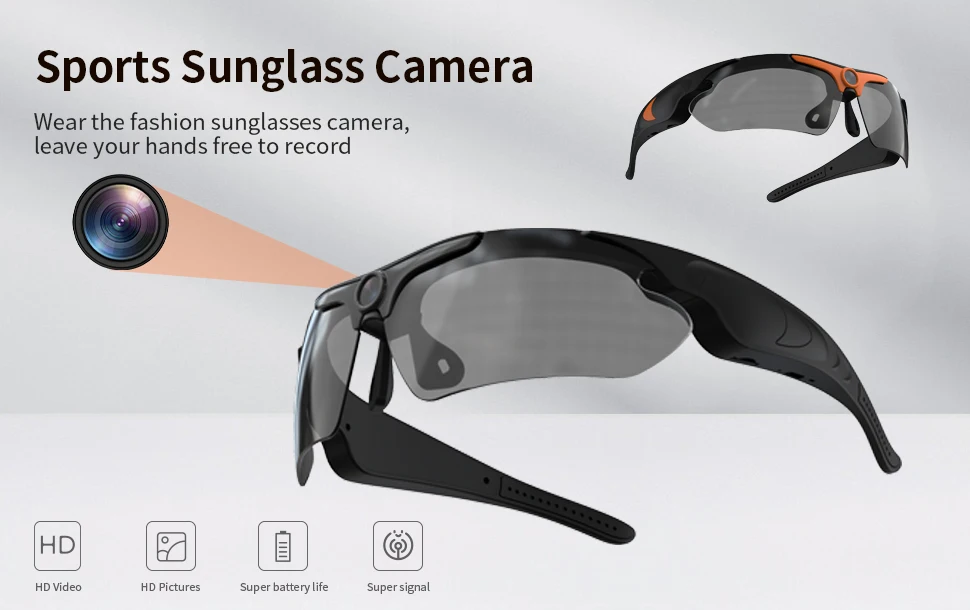 1080P HD Sports  Glasses - Portable Wearable Glasses Camera with Video Recording for Motorcycle Riding & Outdoor Activities