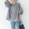 Black and white plaid round neck