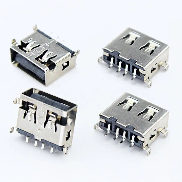 Soldering USB 2.0 A Type Female 4 Pin Jack D03 20 Af Short Body Sink 11.0 1.1 mm Quadruped Smt Black