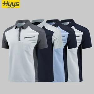 Casual Fashion Mens Business Lapel Breathable Business Golf Sports Short Sleeve Work Polo Shirt