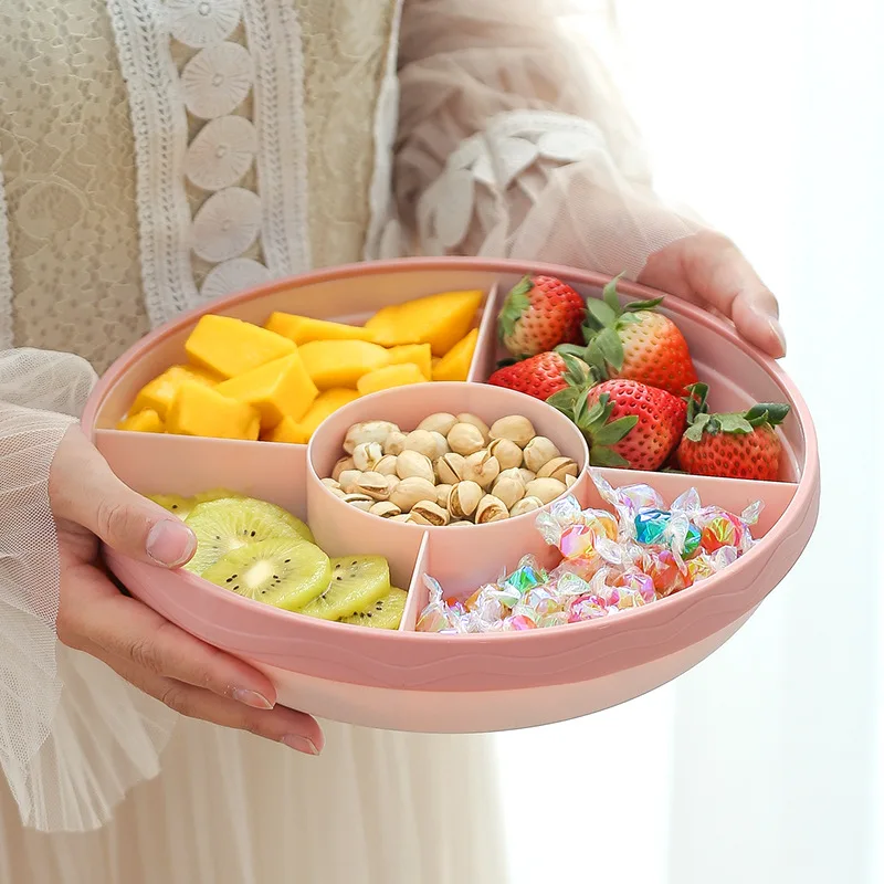 Candy Serving Tray With Lid With 5 Divided Compartment Container